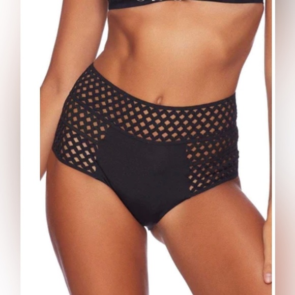 Beach Bunny Swimwear NWT Hayden High Waist Bikini Bottom In Black Size 3X / 16 - Picture 1 of 5